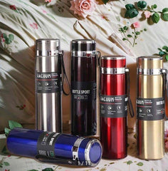"Premium Metallic Red Sport Thermos Bottle 1000ml | Stainless Steel Insulated Flask | Keeps Drinks Hot & Cold for Hours"