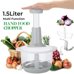 "1.5L Manual Food Chopper – High‑Capacity Hand Press Vegetable & Fruit Cutter with Durable Plastic Body