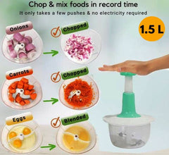 "1.5L Manual Food Chopper – High‑Capacity Hand Press Vegetable & Fruit Cutter with Durable Plastic Body