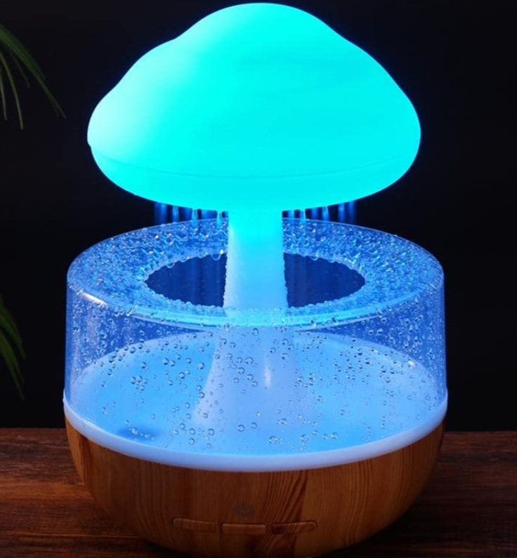 Cloud Rain Rechargeable Aroma Diffuser & LED Humidifier — Realistic Raindrop Visuals, Soothing Ambient Light