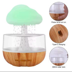 Cloud Rain Rechargeable Aroma Diffuser & LED Humidifier — Realistic Raindrop Visuals, Soothing Ambient Light